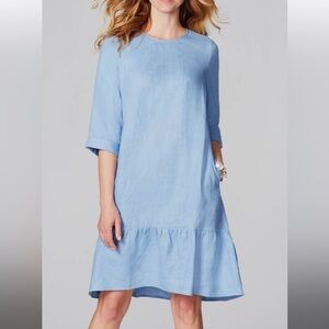 J. Jill Linen Shift Dress Cornflower Blue Cottagecore Beach Vacation  XL